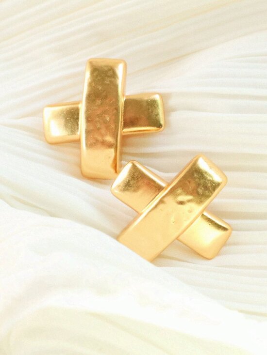 Julie Vos | Catalina Stud Earrings with Capri Blue Crystals  Catalina X Gold Earrings by Julie Vos